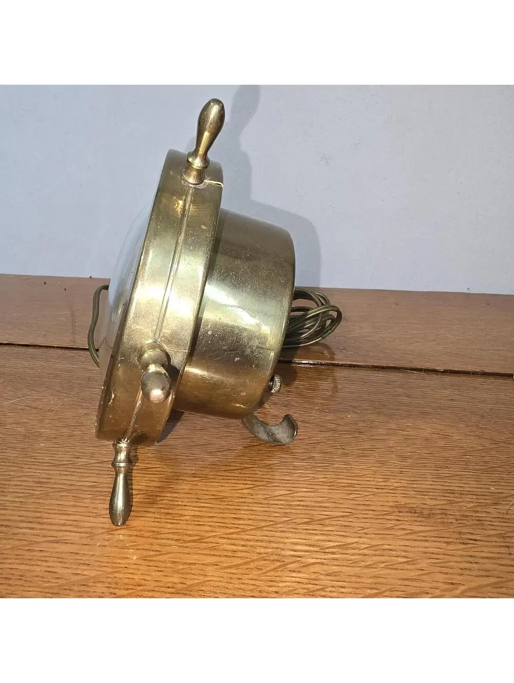 Vintage Telechron Resolute Ships Wheel Brass Clock 3H85 Electric Art Deco Works